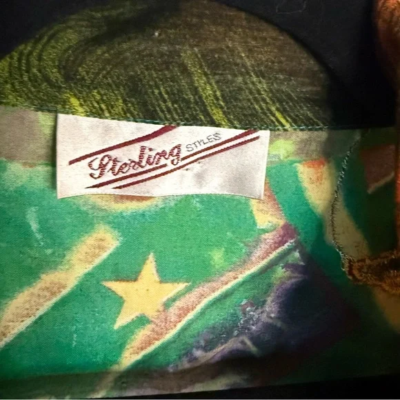 Vintage STERLING STYLES One Size Green Orange  Red Gold kimono Jacket Art Silk - Picture 5 of 8